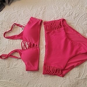 TINIBIKINI NWT Size L,   Bikini, color- Coral Fire